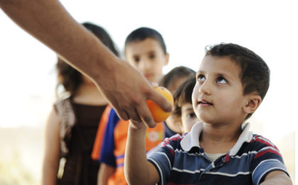 I will not leave hou orphans, hand a child an orange