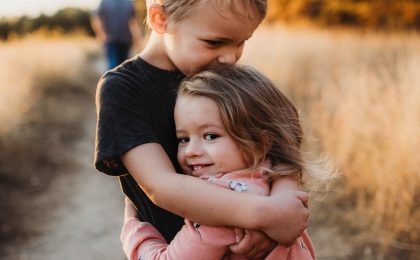 two kids hugging, Christmas love