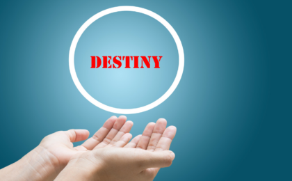 your destiny is born in your imagination, destiny words in cupped hands